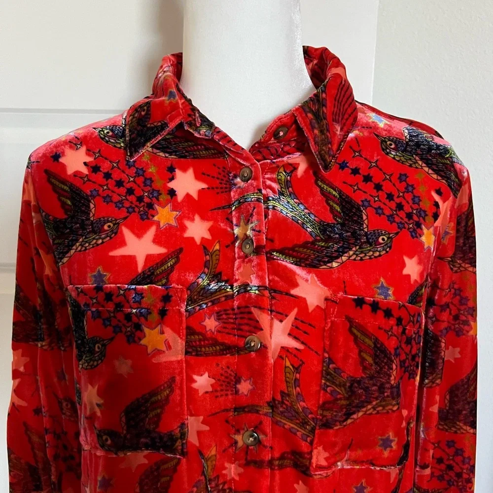 NWOT Maeve Anthropologie Dark Orange Velvet Top 6 - Picture 5 of 13